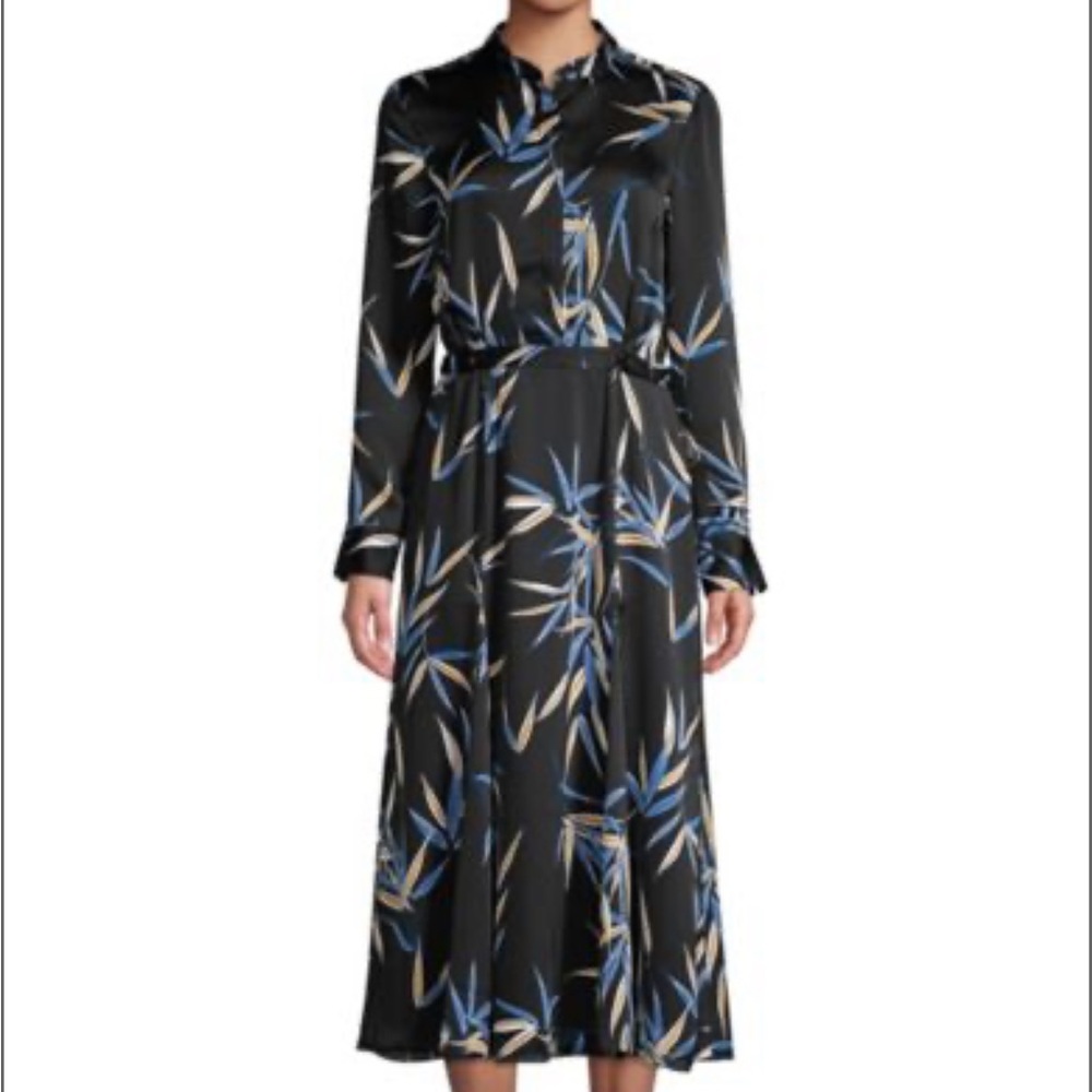 EQUIPMENT Femme Sabine Dress Black bamboo print // size 0 NWT/ orig $495